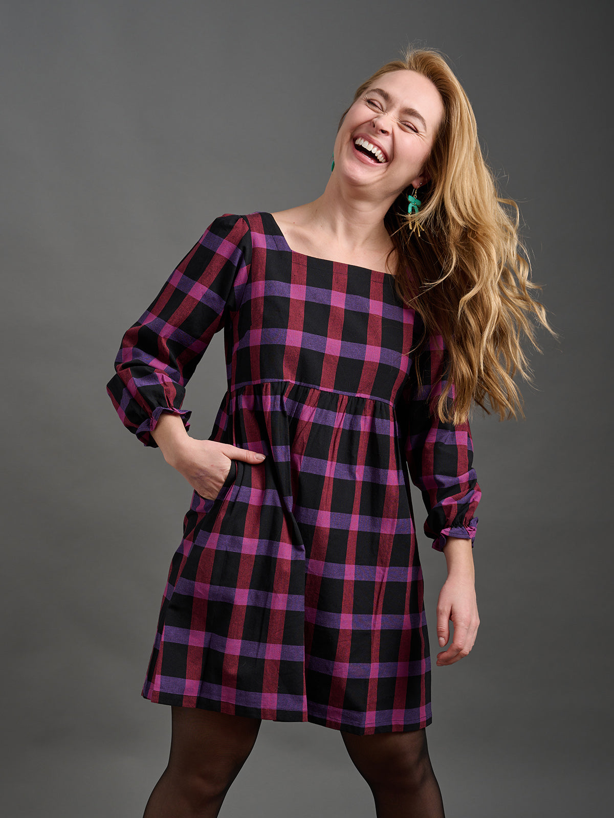 Nico Mini Dress - Ultra Violet Plaid - Image 7