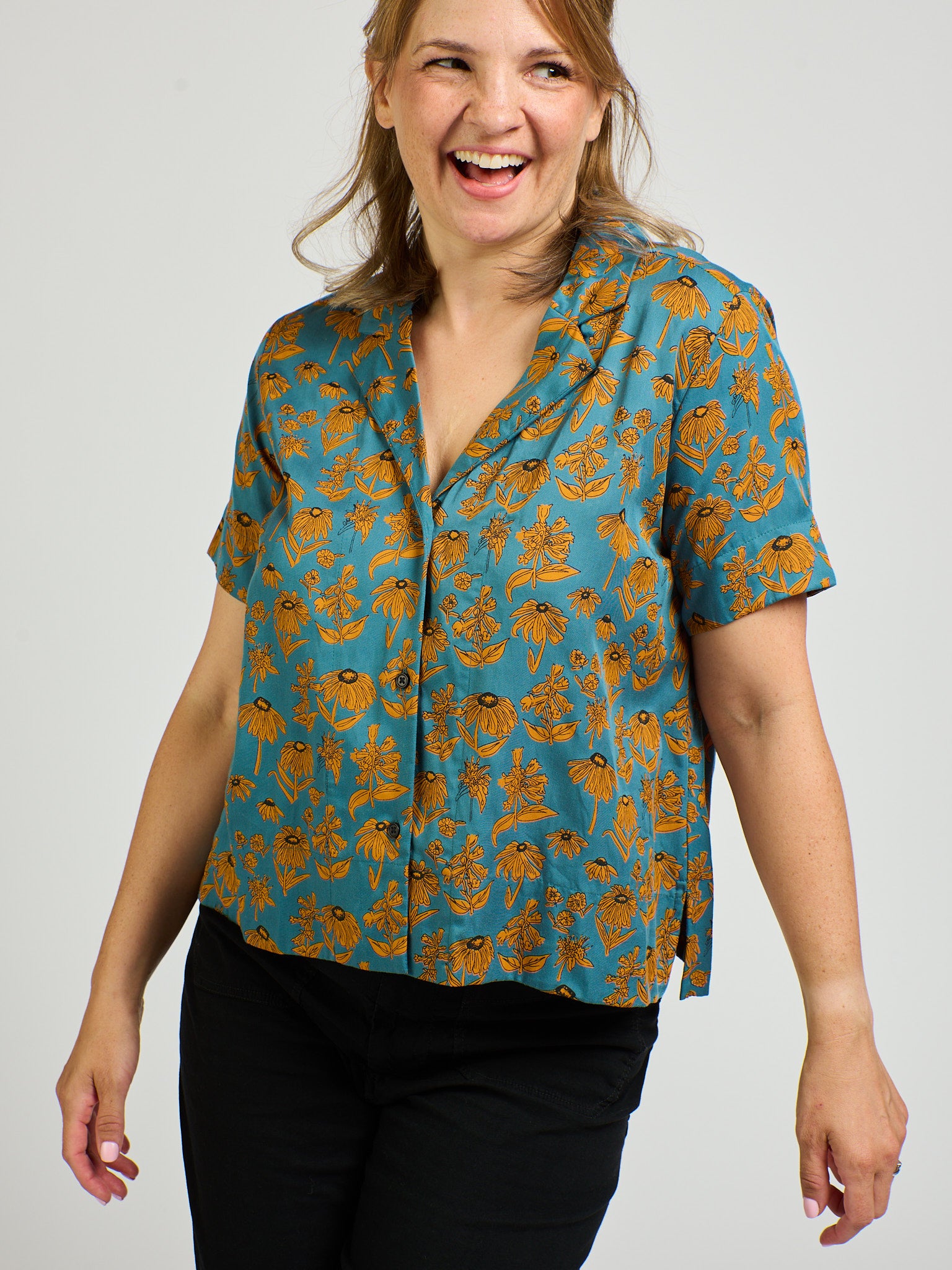 Camp Shirt - Teal Floral - Image 4