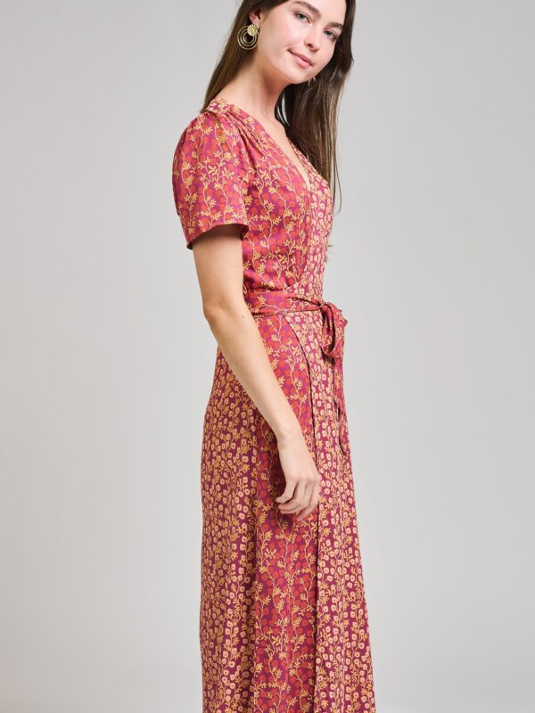 Wrap Maxi Dress - Berry Poppy Mix - Image 3