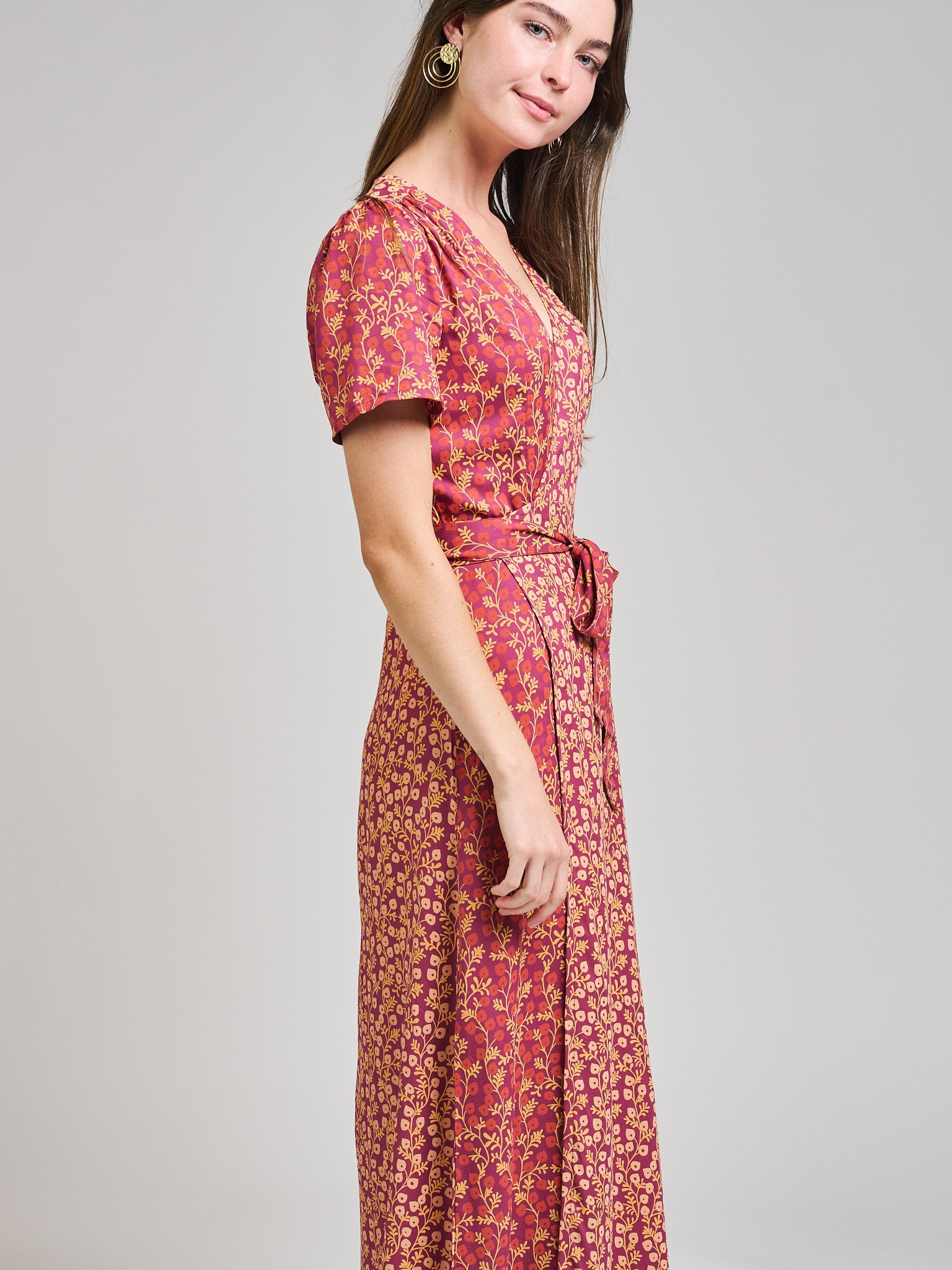 Wrap Maxi Dress - Berry Poppy Mix - Image 3