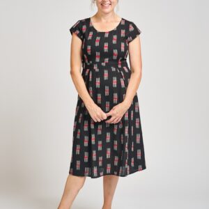 Vintage Pleat Dress - Black Ikat - Image 6