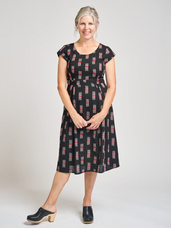 Vintage Pleat Dress - Black Ikat - Image 6
