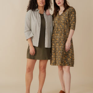 Mae Oversized Shirt - Olive Stripe - Image 6