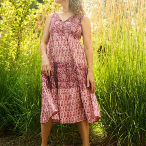 Thais Tiered Sleeveless Dress - Magenta Vine Floral - Image 5