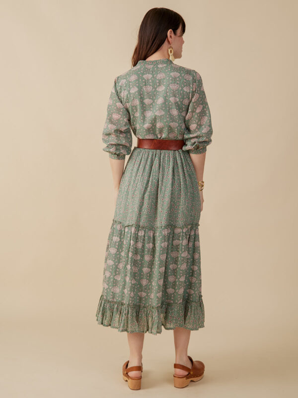 Britta Long Sleeve Tiered Dress - Aegean Teal Mix - Image 4