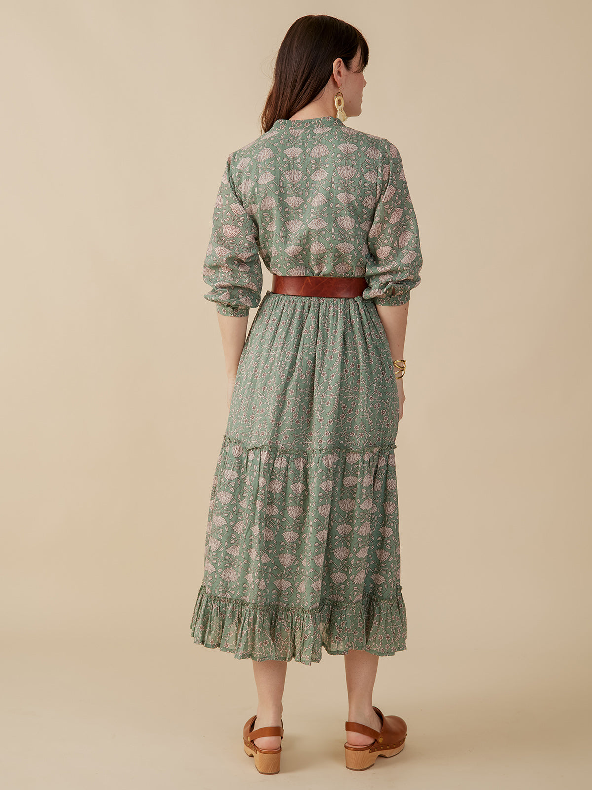 Britta Long Sleeve Tiered Dress - Aegean Teal Mix - Image 4