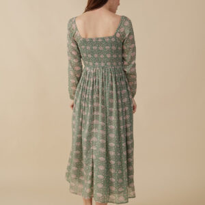 Hailee Smocked Midi Dress - Aegean Teal Floral - Image 4