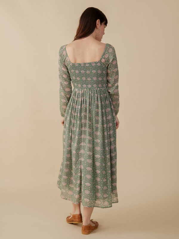 Hailee Smocked Midi Dress - Aegean Teal Floral - Image 4