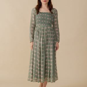 Hailee Smocked Midi Dress - Aegean Teal Floral - Image 3
