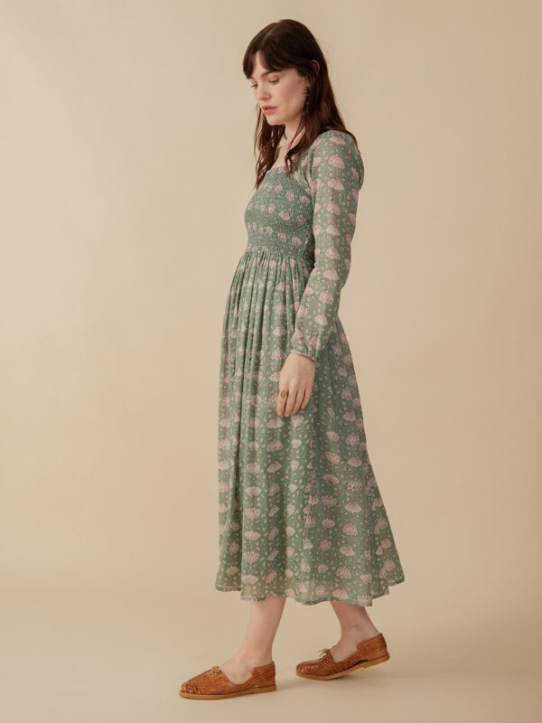 Hailee Smocked Midi Dress - Aegean Teal Floral