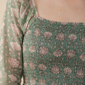 Hailee Smocked Midi Dress - Aegean Teal Floral - Image 2