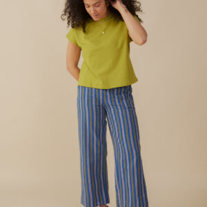 Emmy Drawstring Pant - Lavender Stripe - Image 1