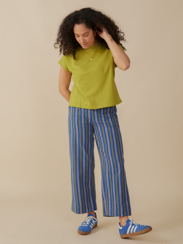 Emmy Drawstring Pant - Lavender Stripe