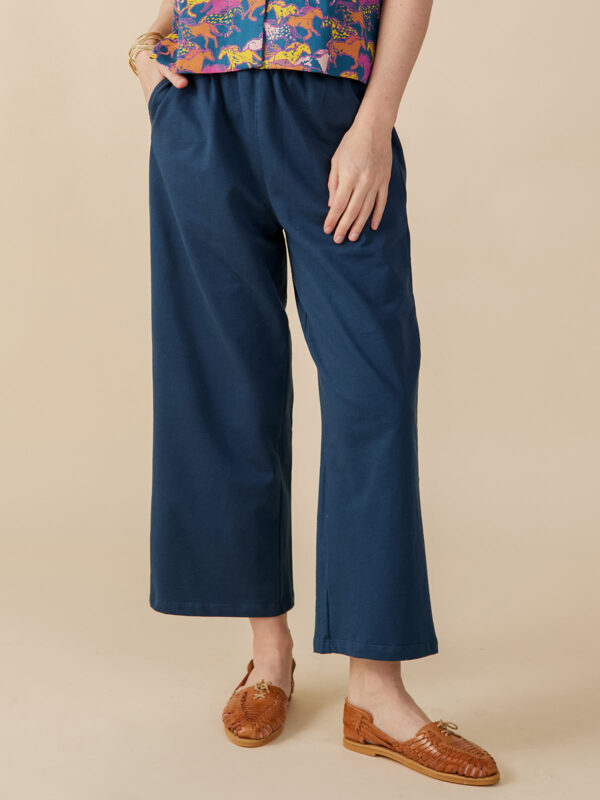 Fae Wide-Leg Pant - Loop Knit Blue