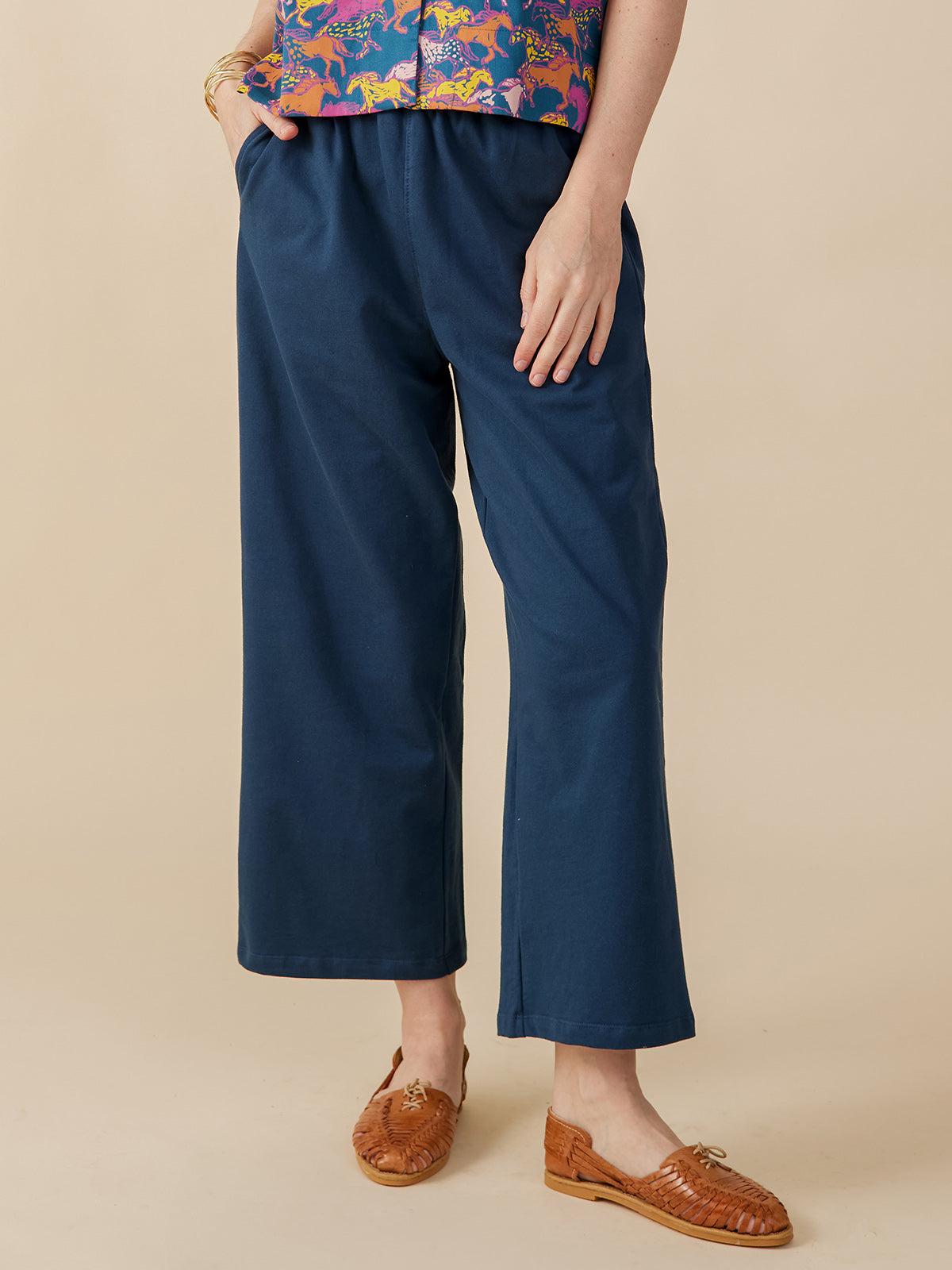 Fae Wide-Leg Pant - Loop Knit Blue - Image 1