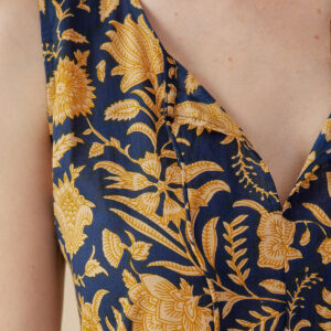 Thais Tiered Sleeveless Dress - Navy Botanical - Image 2