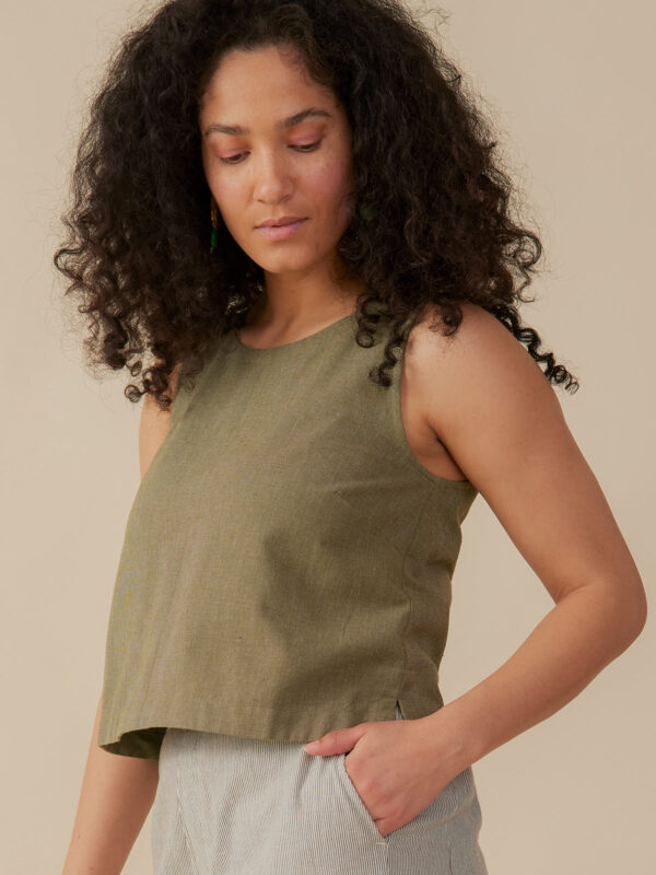 Neko Tank - Olive Chambray