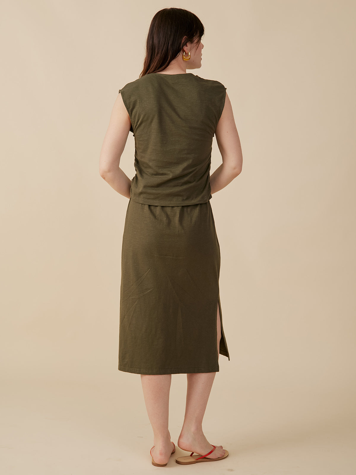 Ruched Top - Olive - Image 5