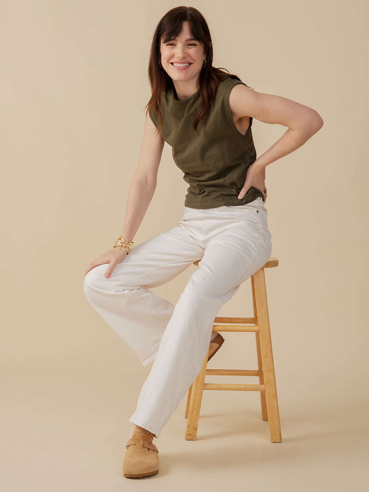 Ruched Top - Olive - Image 3