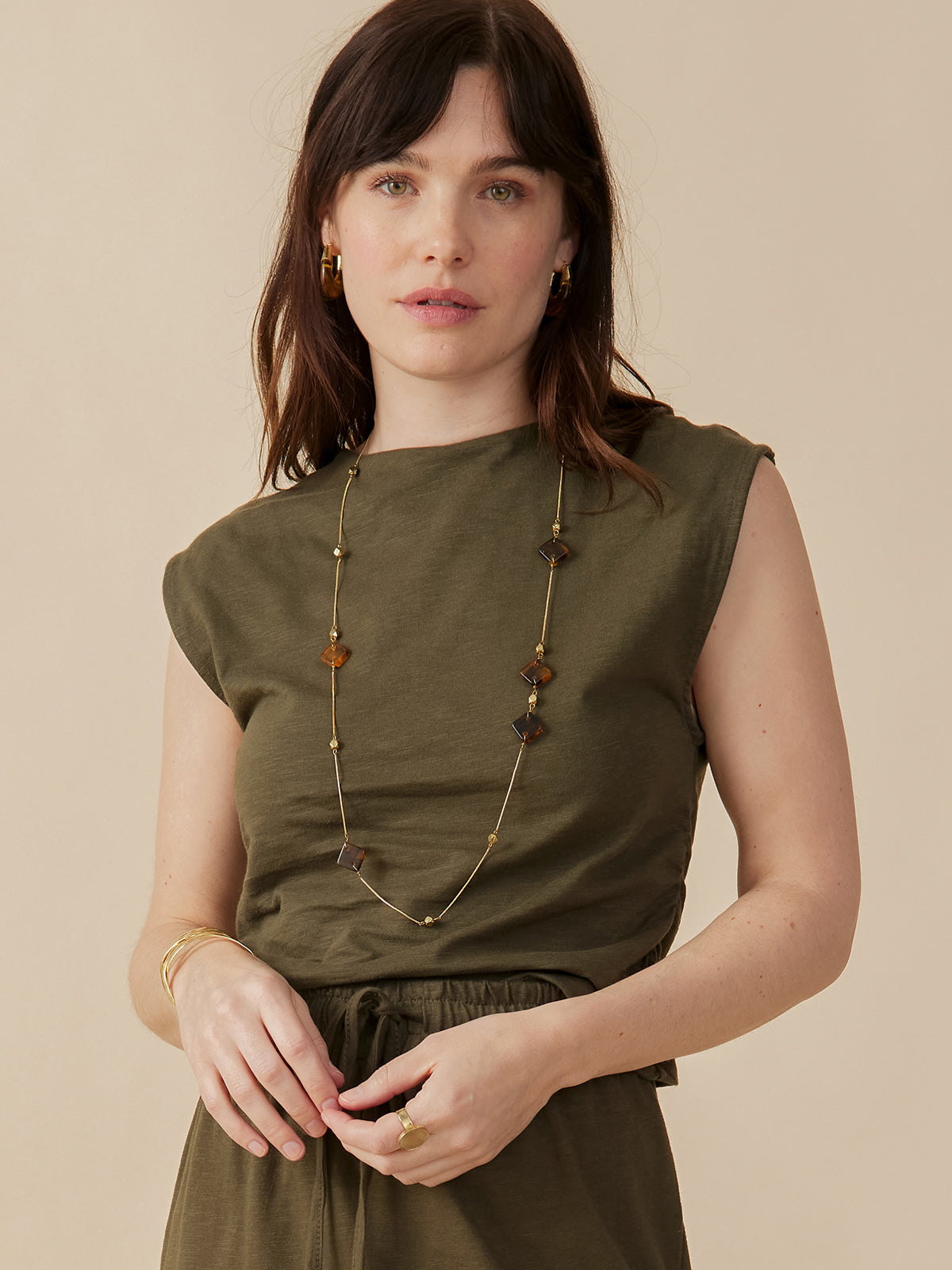 Ruched Top - Olive - Image 1