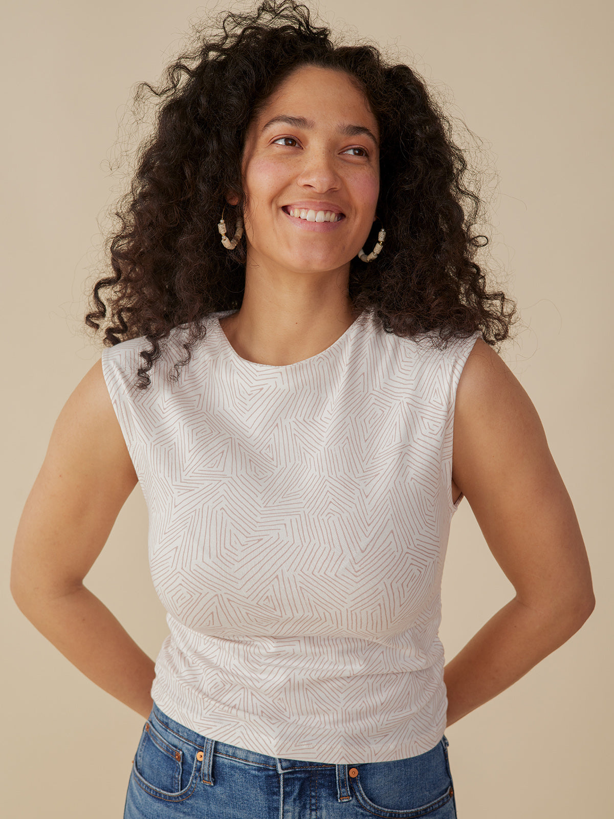 Ruched Top - Tree Rings Shell - Image 1