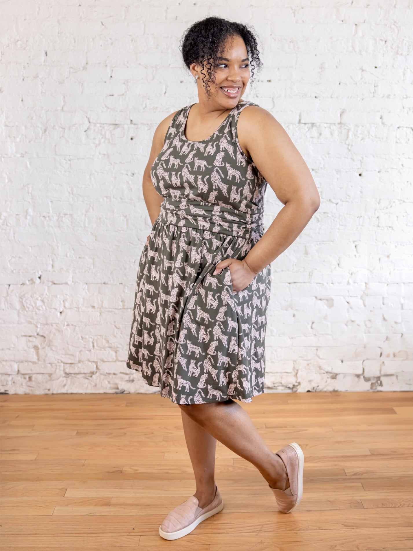 Asheville Plus Size Dress - Leopard Green - Image 1