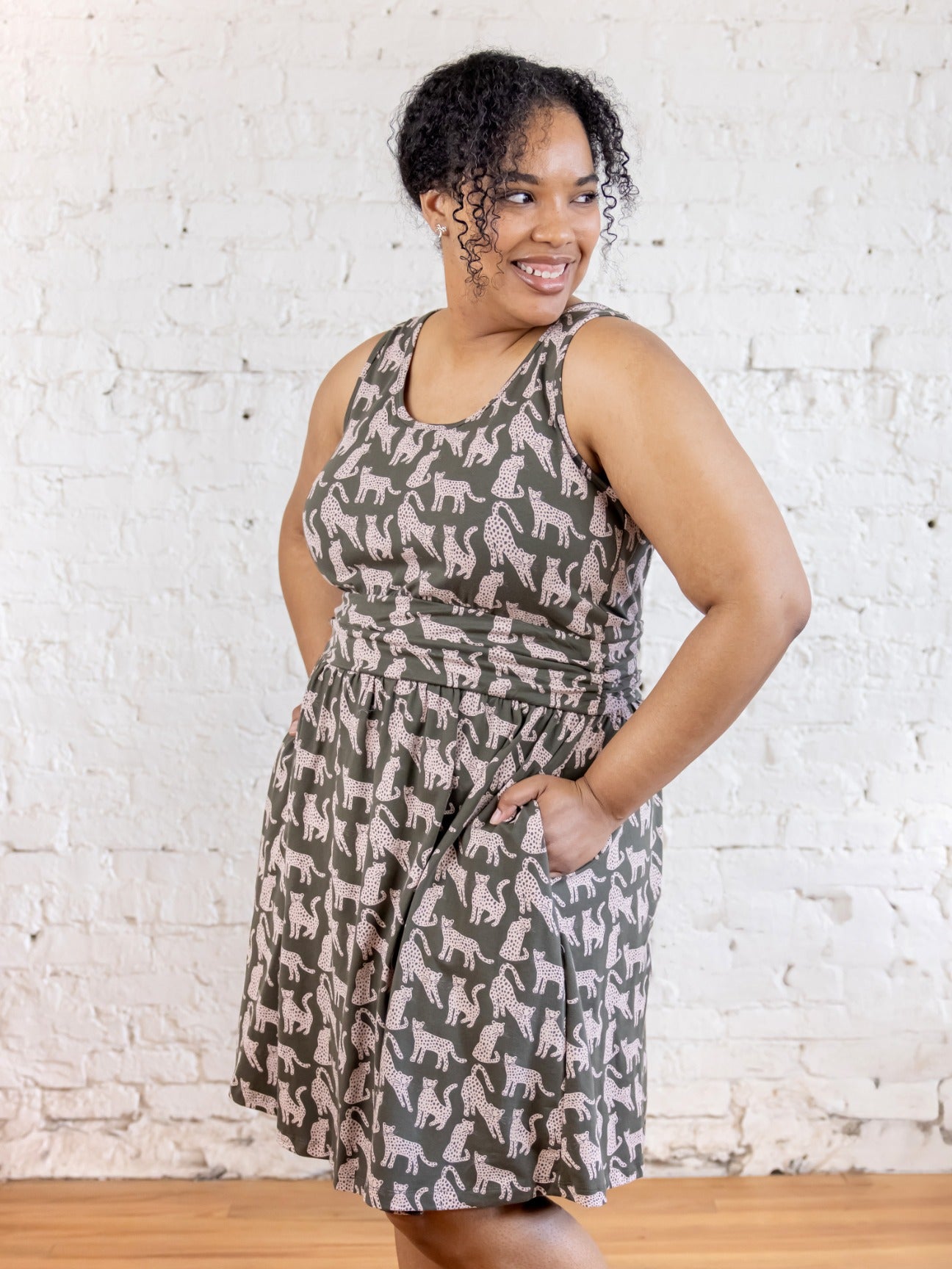 Asheville Plus Size Dress - Leopard Green - Image 4