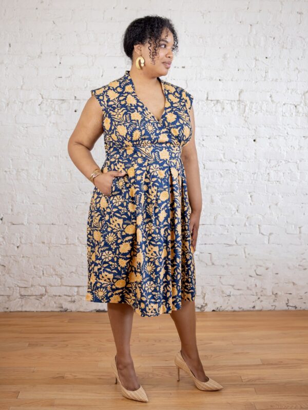 Lucille Plus Size Dress - Navy Botanical