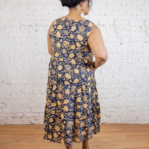Thais Tiered Sleeveless Plus Size Dress - Navy Botanical - Image 5