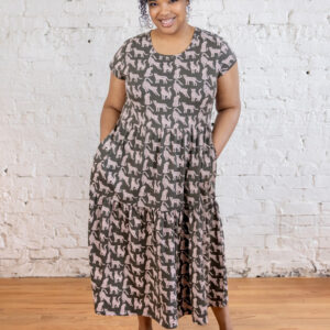 Tiered Jersey Plus Size Dress - Leopard Green - Image 1