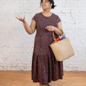 Tiered Jersey Plus Size Dress - Tree Rings Blue - Image 1