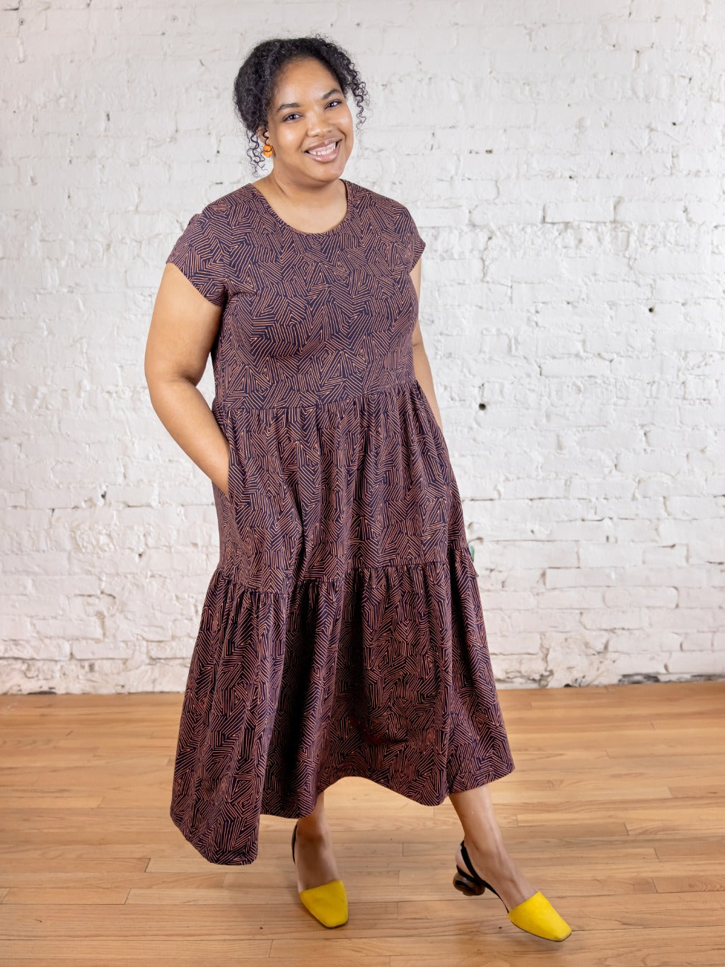 Tiered Jersey Plus Size Dress - Tree Rings Blue - Image 4