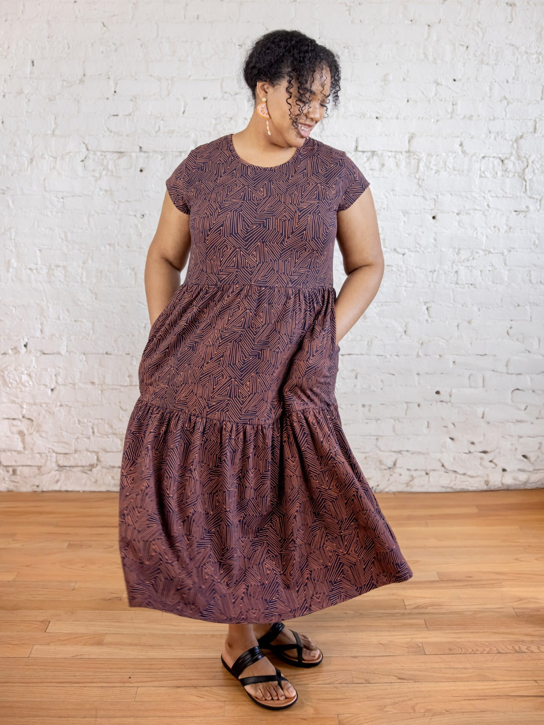 Tiered Jersey Plus Size Dress - Tree Rings Blue - Image 2