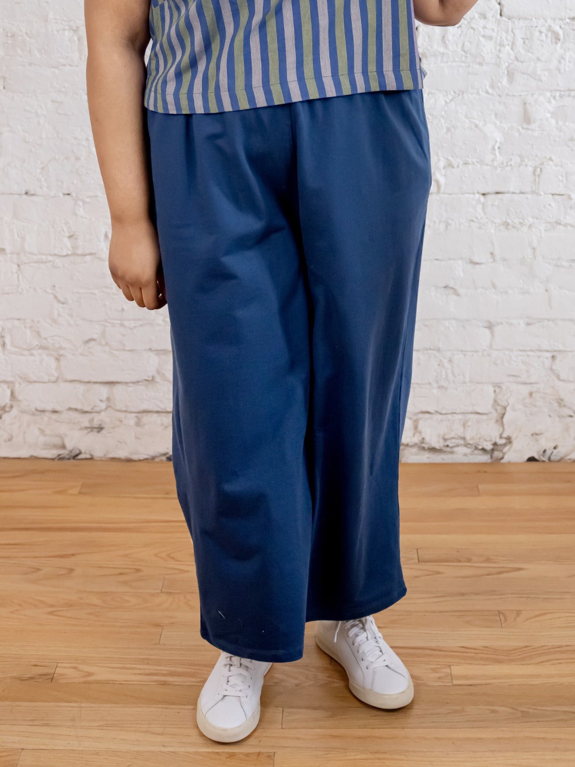 Fae Wide Leg Plus Size Pant - Loop Knit Blue - Image 1