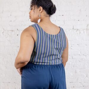 Fae Wide Leg Plus Size Pant - Loop Knit Blue - Image 2