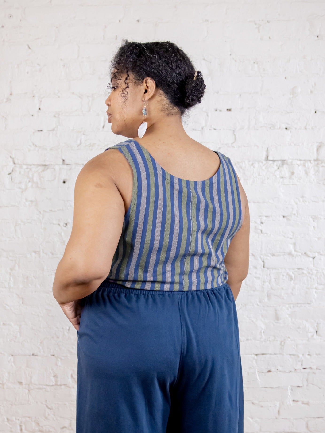 Fae Wide Leg Plus Size Pant - Loop Knit Blue - Image 2