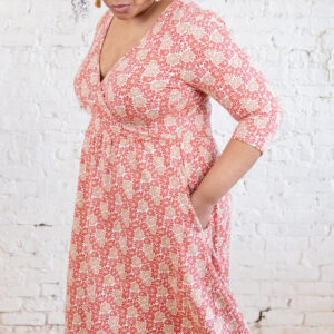 Callie 3/4 Sleeve Plus Size Wrap Dress - Matisse Vermillion - Image 5