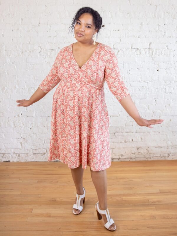 Callie 3/4 Sleeve Plus Size Wrap Dress - Matisse Vermillion - Image 1