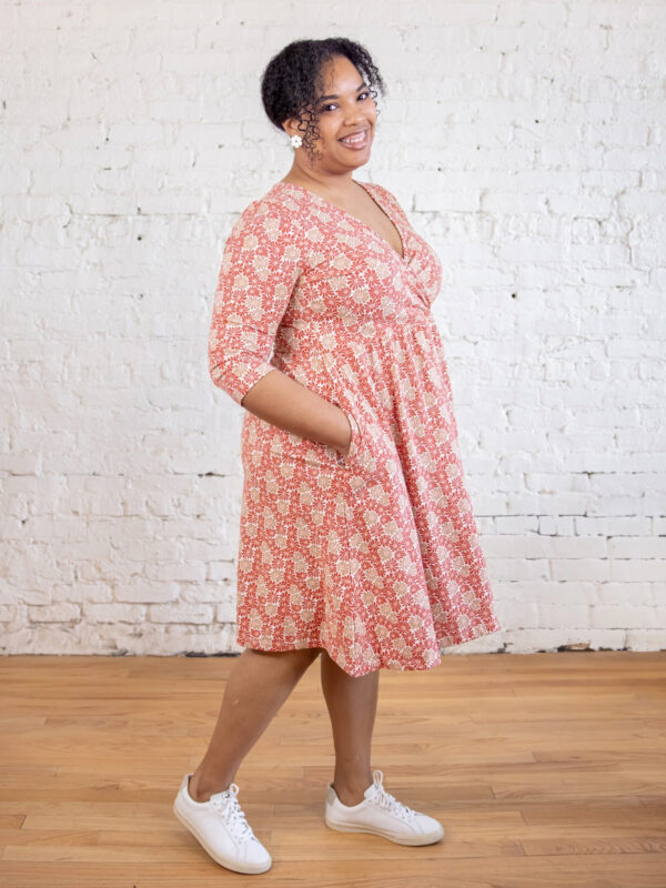 Callie 3/4 Sleeve Plus Size Wrap Dress - Matisse Vermillion - Image 3