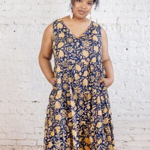 Thais Tiered Sleeveless Plus Size Dress - Navy Botanical - Image 3