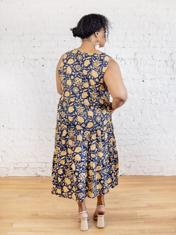 Thais Tiered Sleeveless Plus Size Dress - Navy Botanical - Image 2