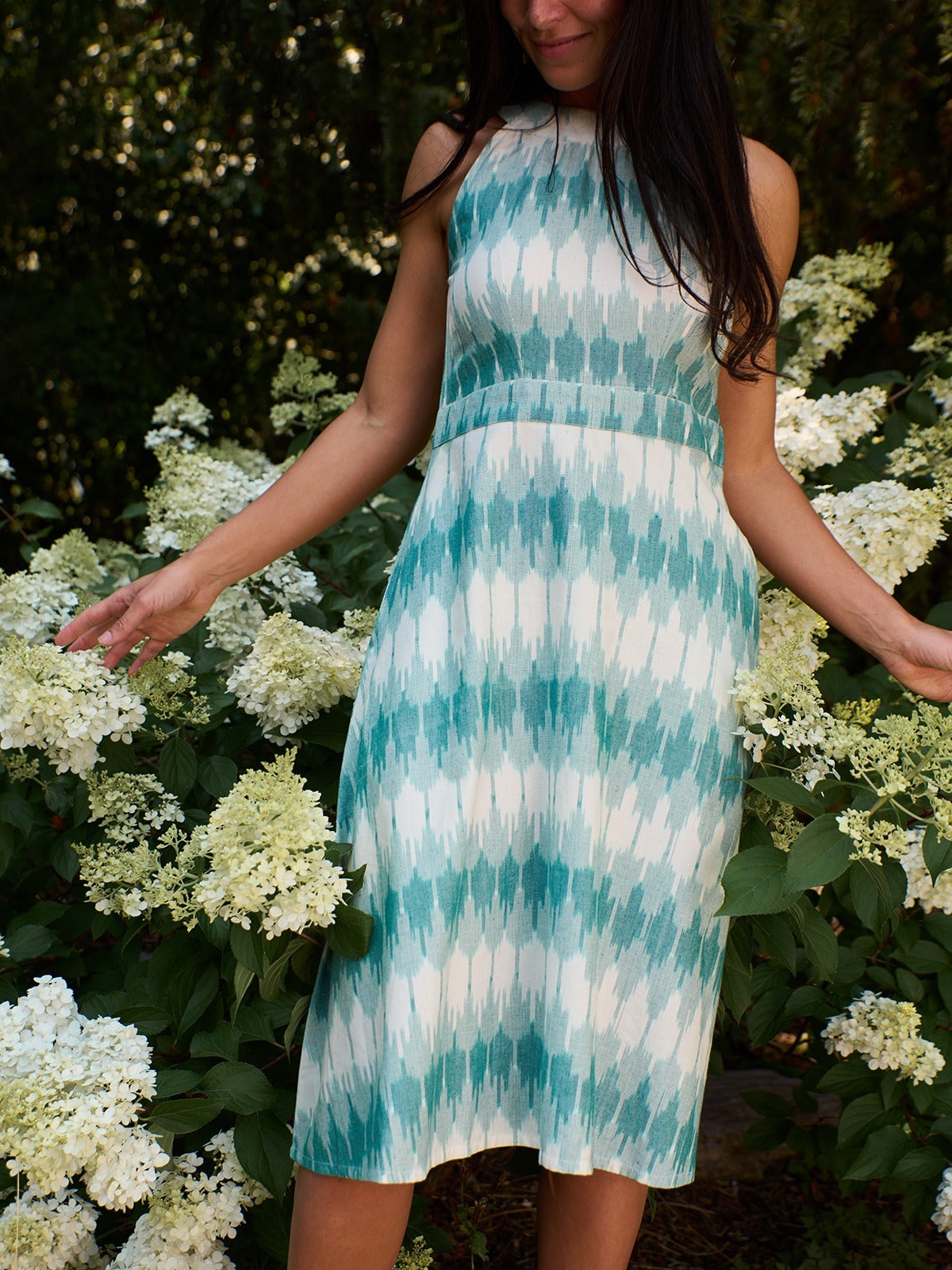 Ilona Dress - Teal Ikat - Image 1