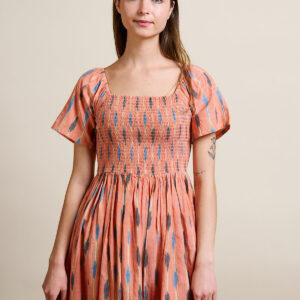 Teddy Dress - Peach Ikat - Image 11