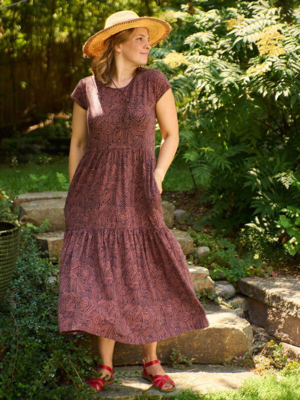 Tiered Jersey Dress - Tree Rings Blue - Image 7