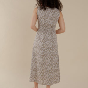 Artsy Traveler Sleeveless Midi Dress - Olive Flowers - Image 8
