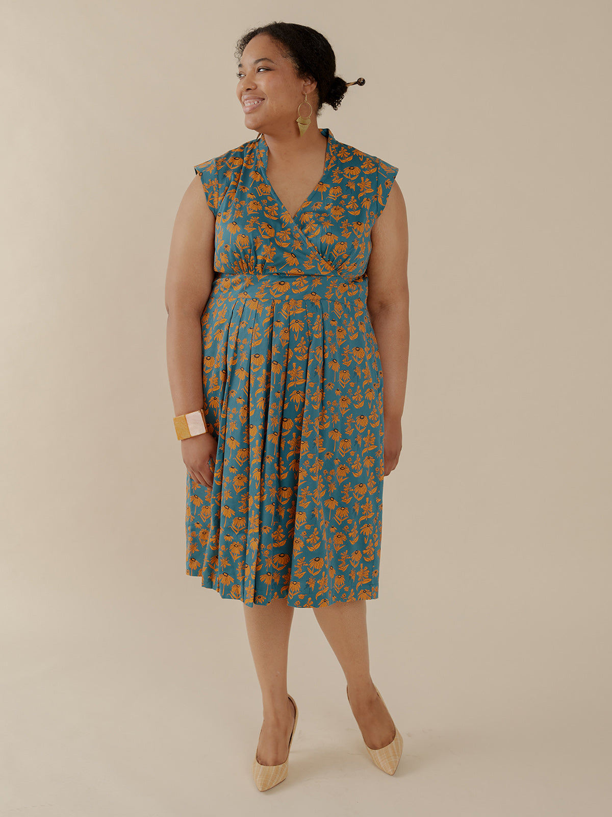 Lucille Plus Size Dress - Teal Floral - Image 1