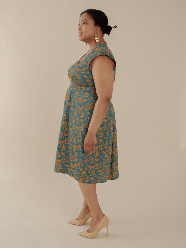 Lucille Plus Size Dress - Teal Floral - Image 3