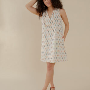 Milan Shift Dress - Ivory Ikat - Image 1