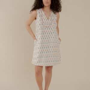 Milan Shift Dress - Ivory Ikat - Image 3