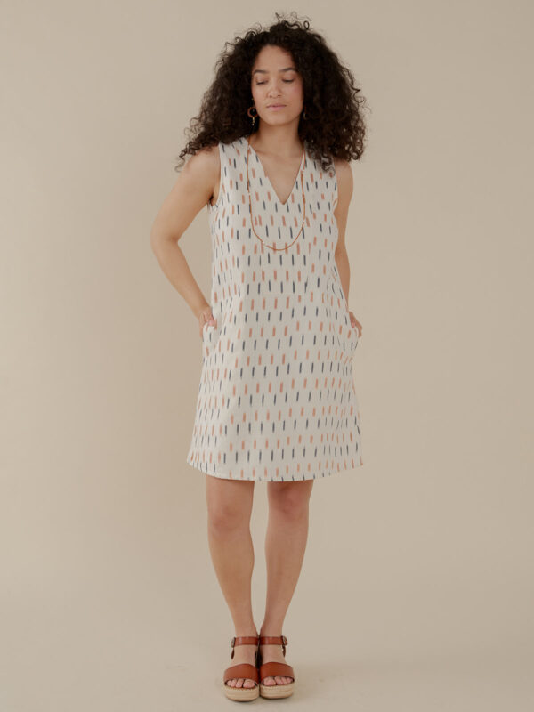 Milan Shift Dress - Ivory Ikat - Image 3
